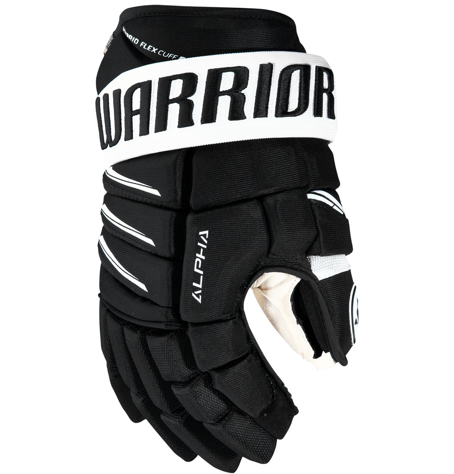 Перчатки хоккейные WARRIOR Alpha QX Pro SR чёрно-белого цвета Перчатки хоккейные WARRIOR Alpha QX Pro SR чёрно-белого цвета