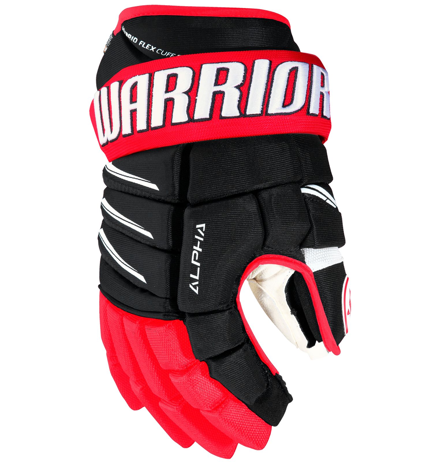 Перчатки хоккейные WARRIOR Alpha QX Pro SR цвет чёрный/красный/белый Перчатки хоккейные WARRIOR Alpha QX Pro SR цвет чёрный/красный/белый
