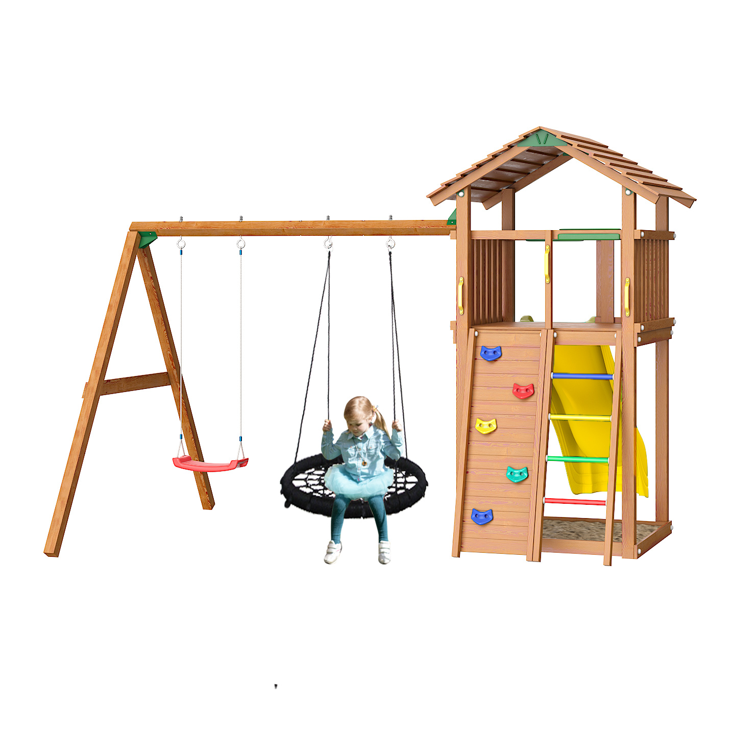 Детский городок Jungle Gym Cottage + Rock Module + Swing Module Xtra (с качелей + гнездо) Детский городок Jungle Gym Cottage + Rock Module + Swing Module Xtra (с качелей + гнездо)