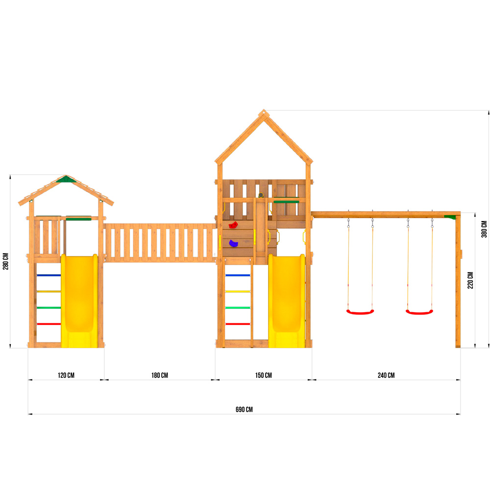 Размеры детского городка Jungle Gym Palaсe + Jungle Cottage + жесткий мост + Swing + Rock Размеры детского городка Jungle Gym Palaсe + Jungle Cottage + жесткий мост + Swing + Rock