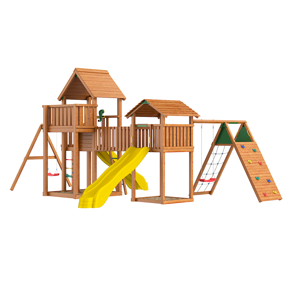 Детский городок Jungle Gym Palaсe + Jungle Cottage + Bridge Link (жесткий мост) + Climb + Swing Детский городок Jungle Gym Palaсe + Jungle Cottage + Bridge Link (жесткий мост) + Climb + Swing