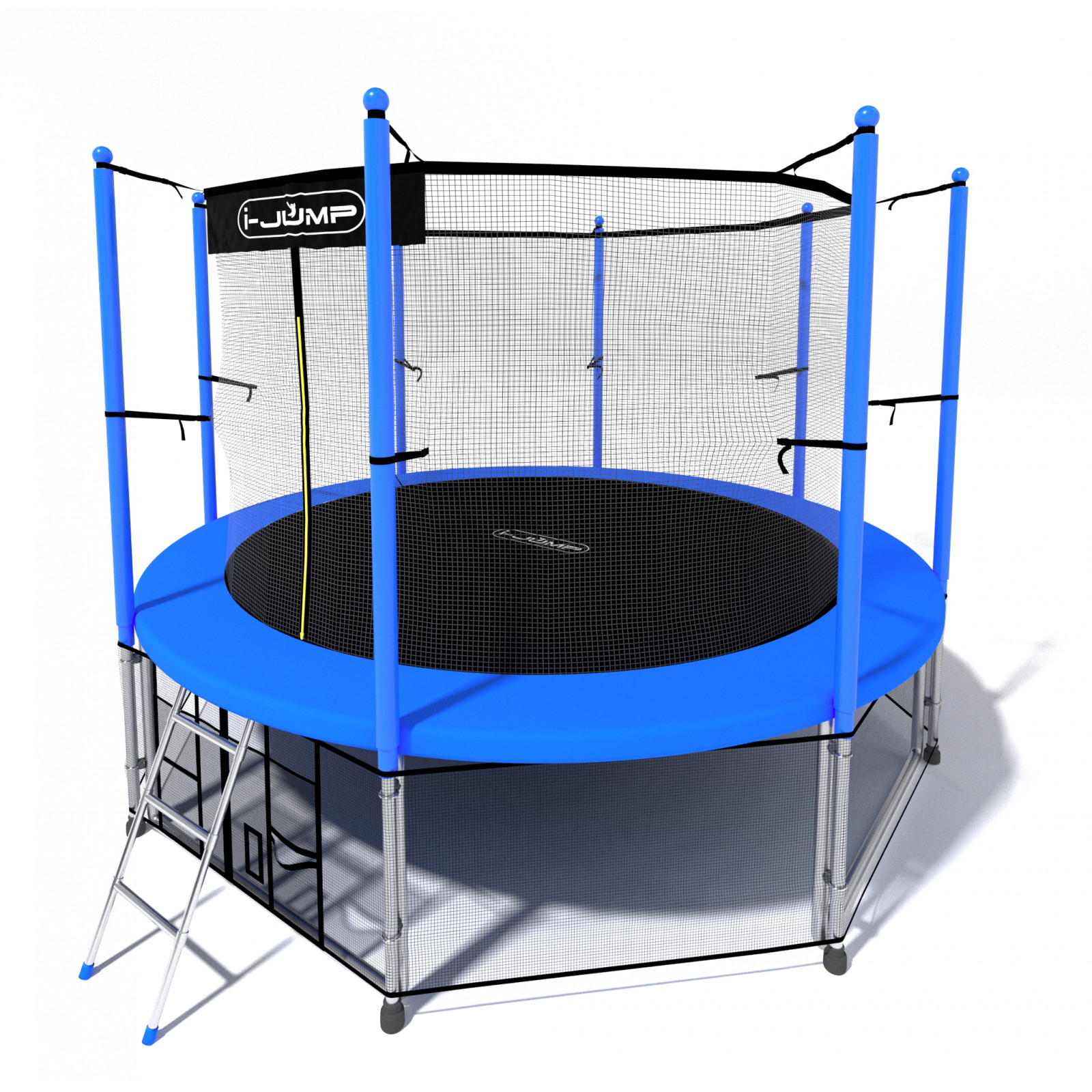Батут i-JUMP Classic 8ft blue 2,44 метра с защитной сетью и лестницей Батут i-JUMP Classic 8ft blue 2,44 метра с защитной сетью и лестницей