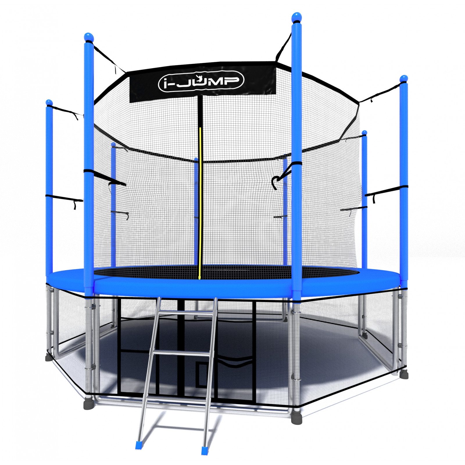 Батут i-JUMP Classic 8ft blue 2,44 метра с защитной сетью и лестницей Батут i-JUMP Classic 8ft blue 2,44 метра с защитной сетью и лестницей