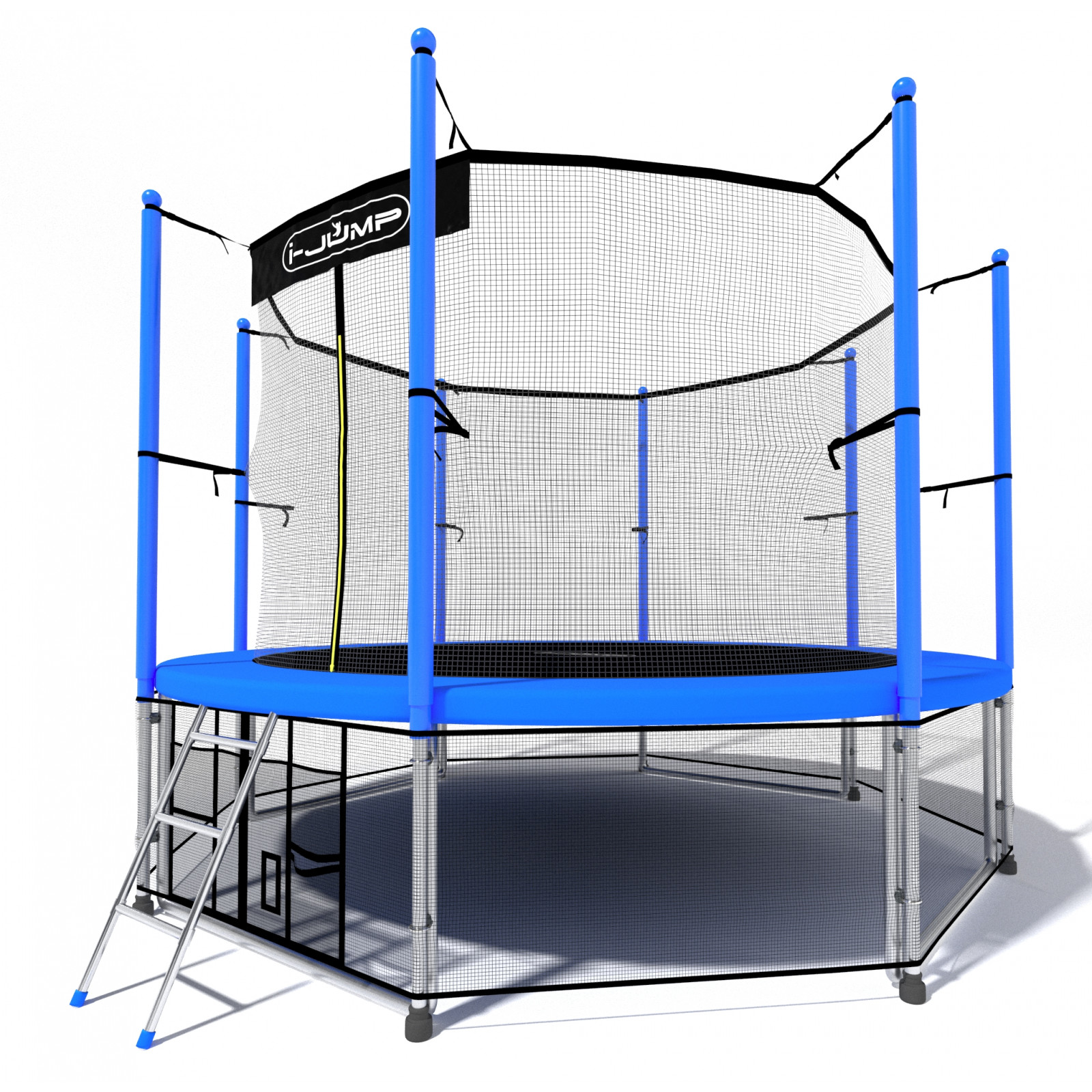 Батут i-JUMP Classic 8ft blue 2,44 метра с защитной сетью и лестницей Батут i-JUMP Classic 8ft blue 2,44 метра с защитной сетью и лестницей