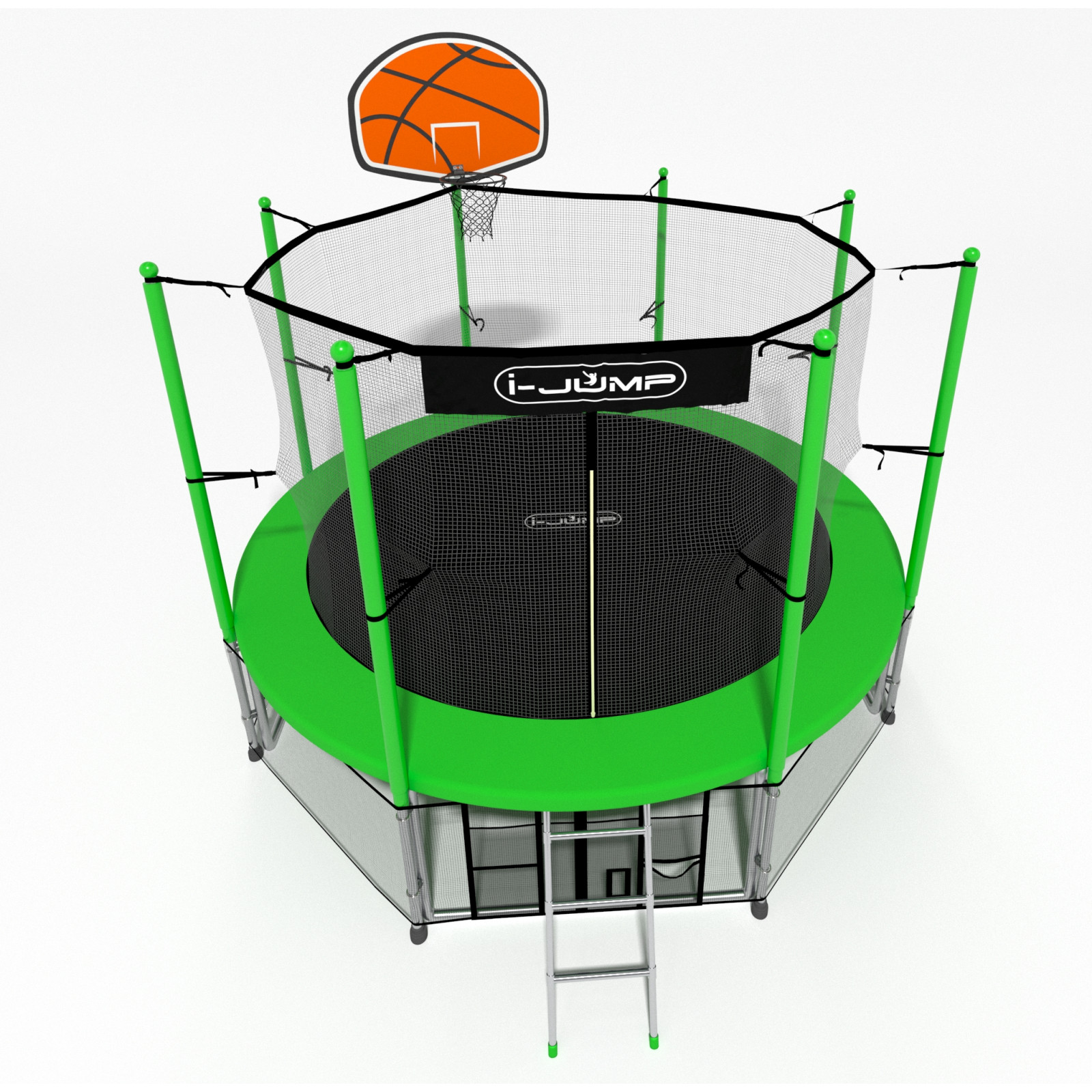 Батут i-JUMP Classic Basket 14ft 4,27 метра с нижней сетью и лестницей Батут i-JUMP Classic Basket 14ft 4,27 метра с нижней сетью и лестницей