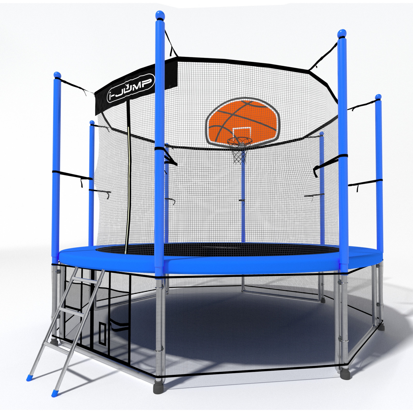 Батут i-JUMP Classic Basket 16ft 4,88 метра с нижней сетью и лестницей Батут i-JUMP Classic Basket 16ft 4,88 метра с нижней сетью и лестницей
