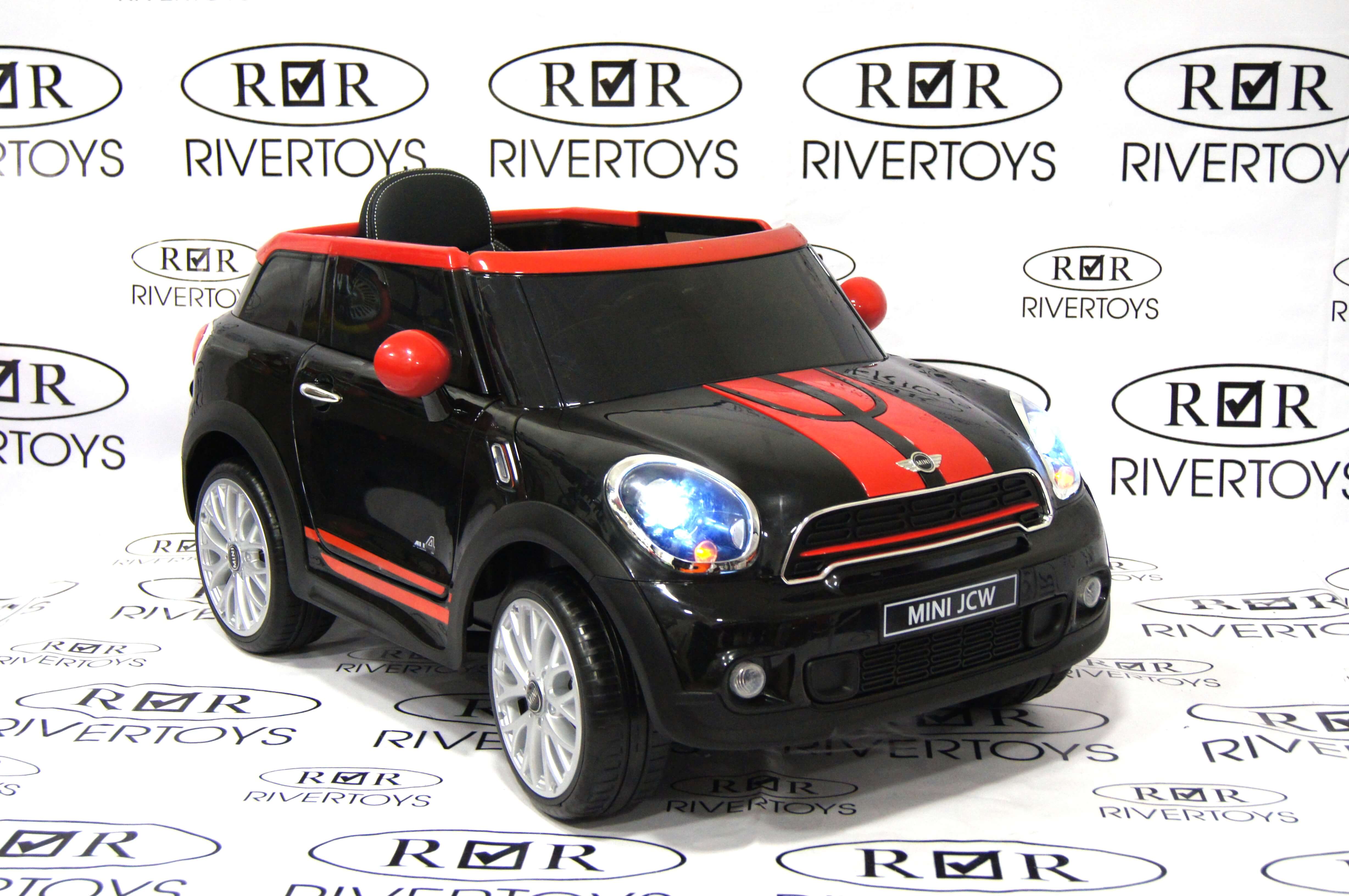 Электромобиль детский RiverToys Mini Cooper JJ2258 (лицензия) черного цвета Электромобиль детский RiverToys Mini Cooper JJ2258 (лицензия) черного цвета