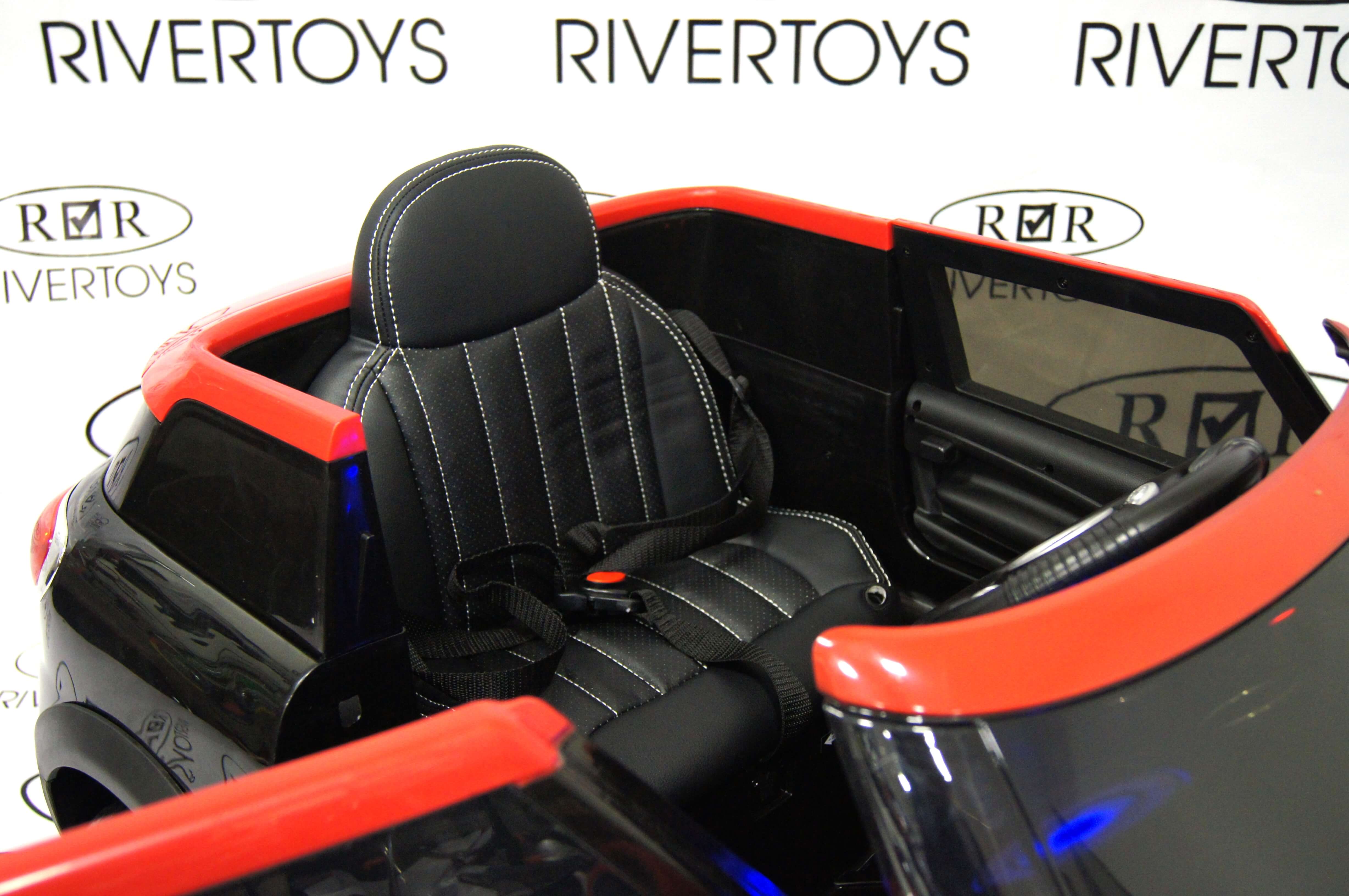 Электромобиль детский RiverToys Mini Cooper JJ2258 (лицензия) черного цвета Электромобиль детский RiverToys Mini Cooper JJ2258 (лицензия) черного цвета