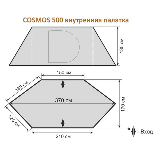 Размеры внутренней палатки Maverick Cosmos 500 Inner Tent