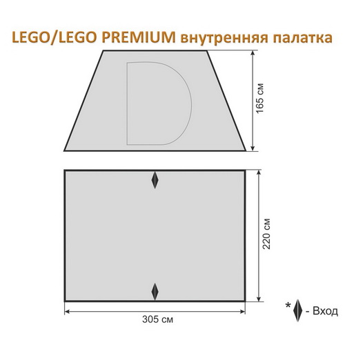 Размеры внутренней палатки Maverick Lego/Lego Premium Inner Tent